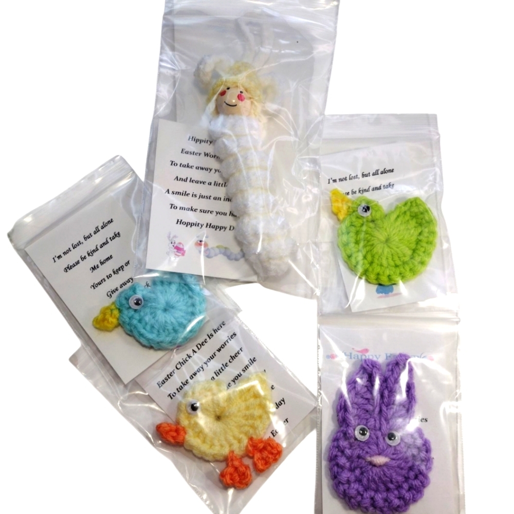 Handcrafted Easter Worry Worm & Fidget Set Of 5- Multicolor